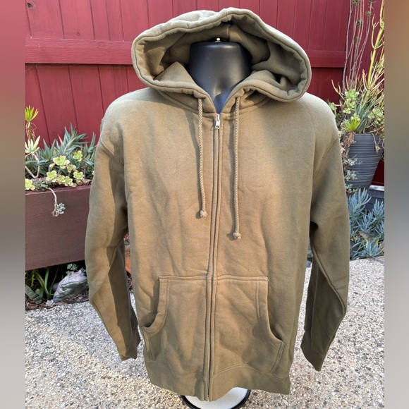 Zipper Hoodie Army Green Sweatshirt - Picture 14 of 14